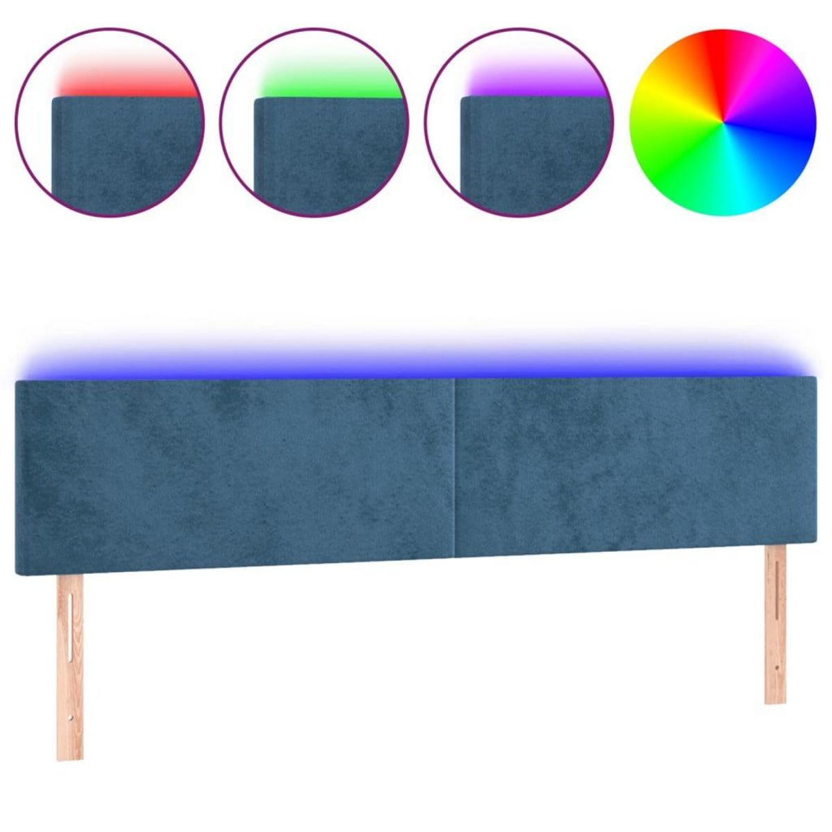 VIDAXL Tete de lit a LED Bleu fonce 200x5x78/88 cm Velours