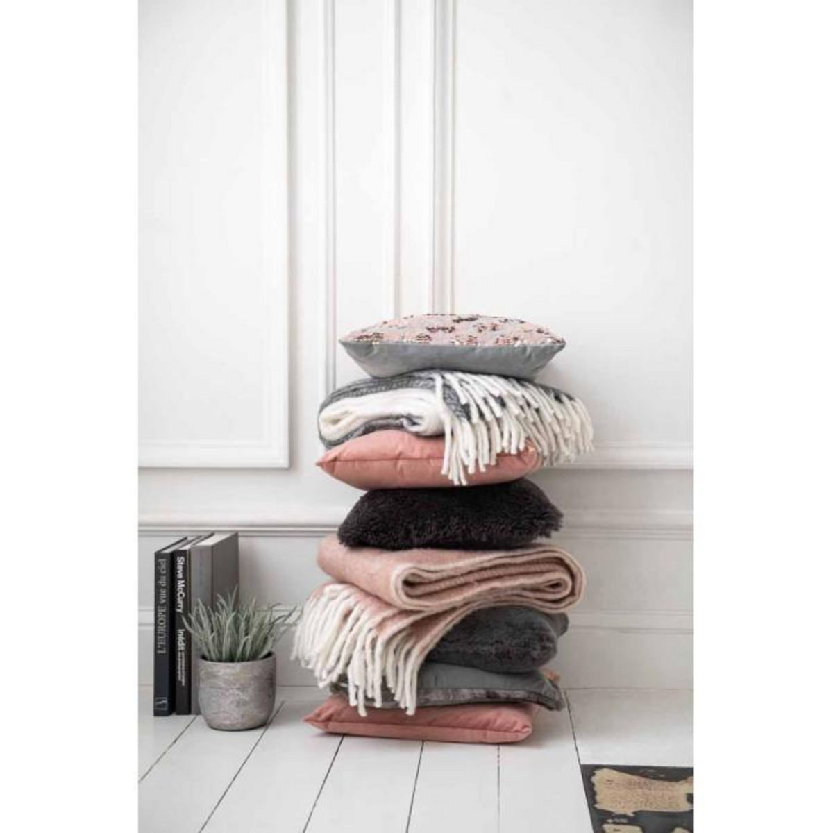 Paris Prix Coussin Carré Déco  Alpha  42x43cm Gris