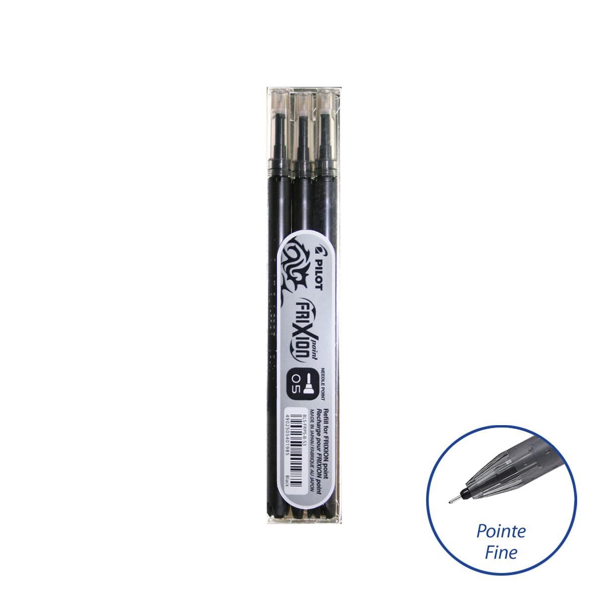 PILOT Lot de 3 recharges Frixion Point noir