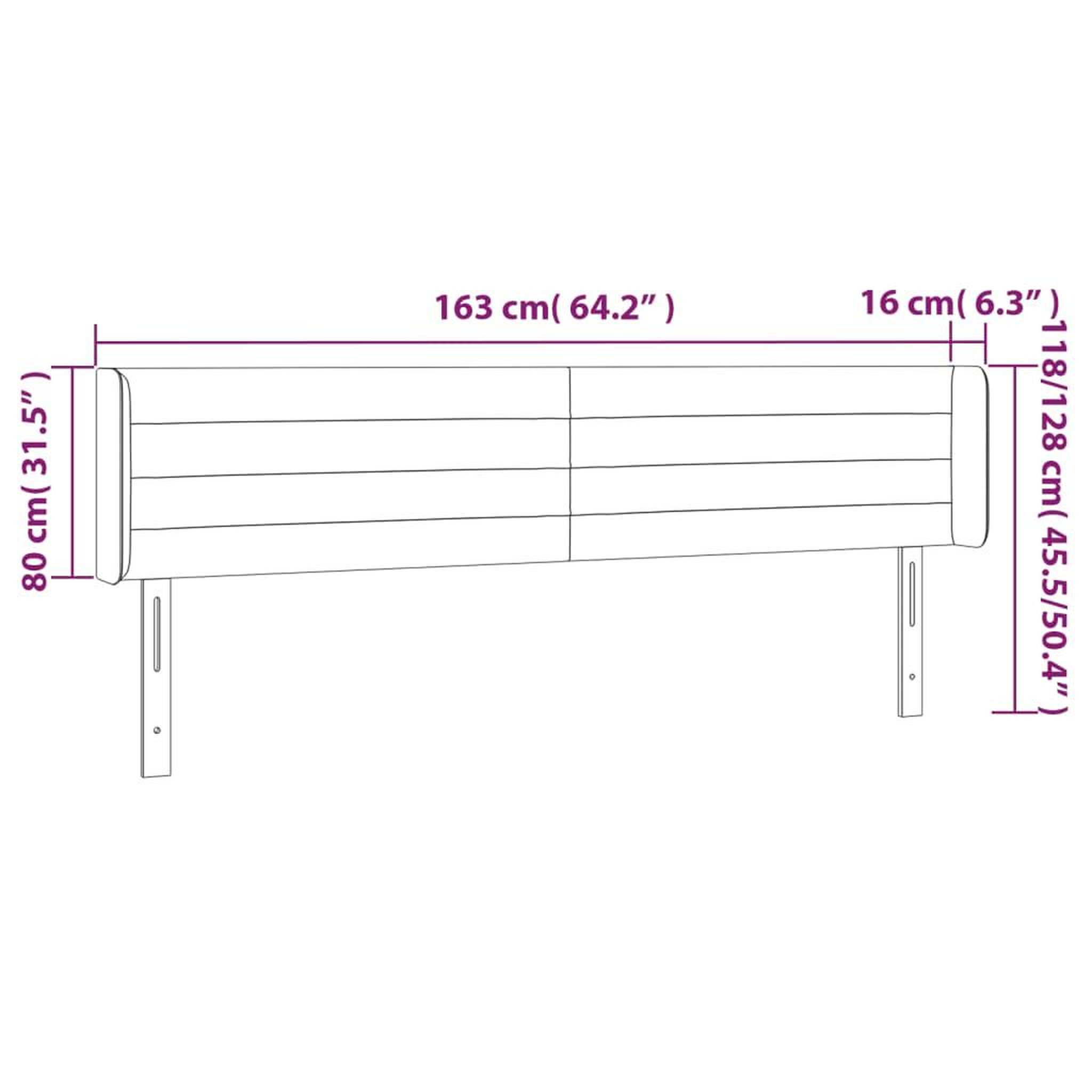 Voir la diapositive 6 : VIDAXL Tete de lit avec oreilles Gris clair 163x16x78/88 cm Tissu