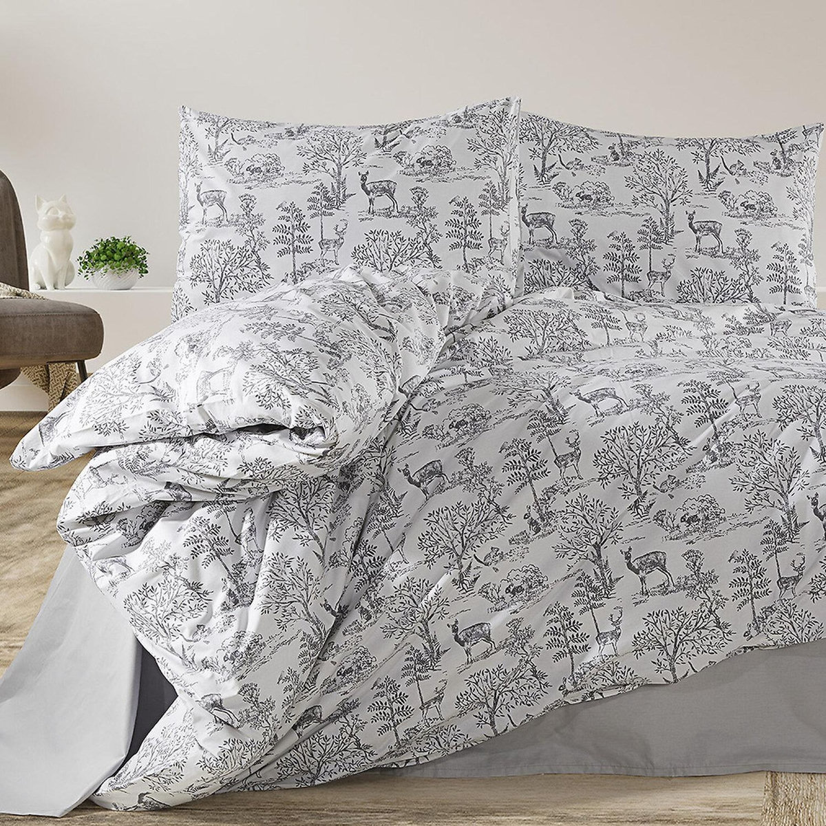 Home collection Parure housse de couette 100% coton 57 fils Imprimé - Florinda