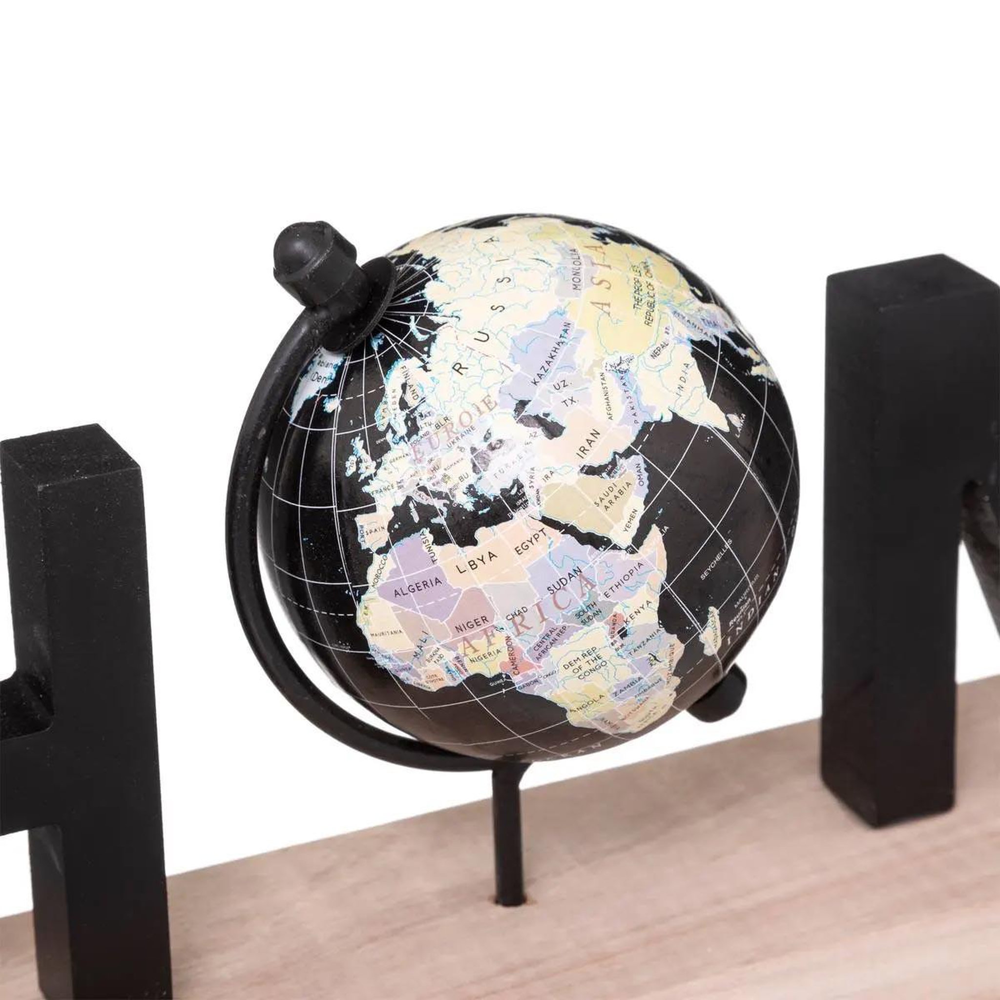 Voir la diapositive 2 : ATMOSPHERA Mot déco à poser  home globe  36cm noir