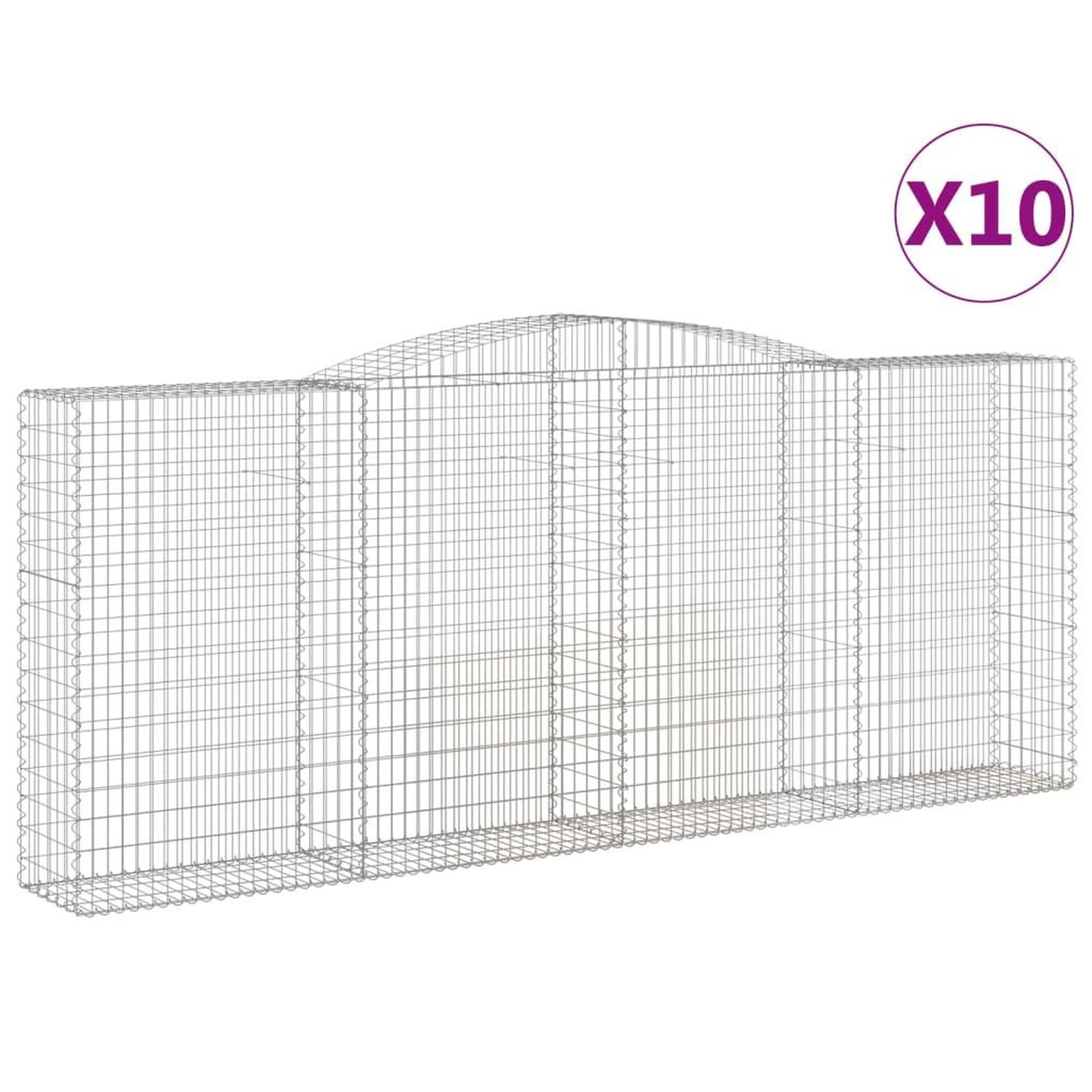 Voir la diapositive 2 : VIDAXL Paniers a gabions arques 10 pcs 400x50x160/180 cm fer galvanise