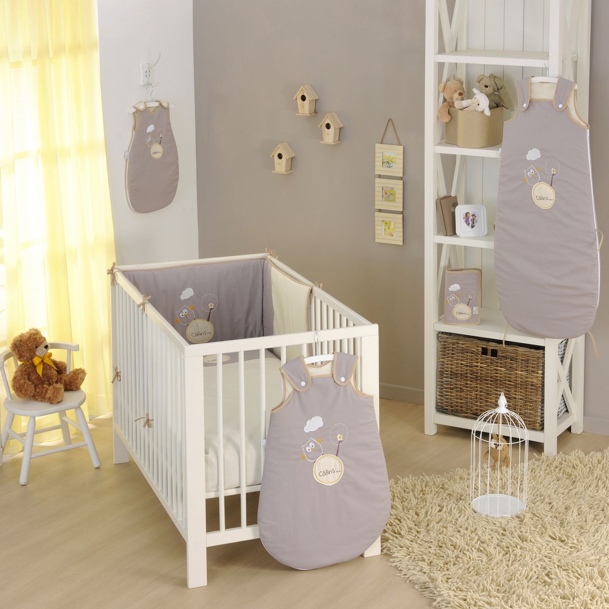 PTIT BASILE Protège carnet de santé bébé coton Bio - Chouette