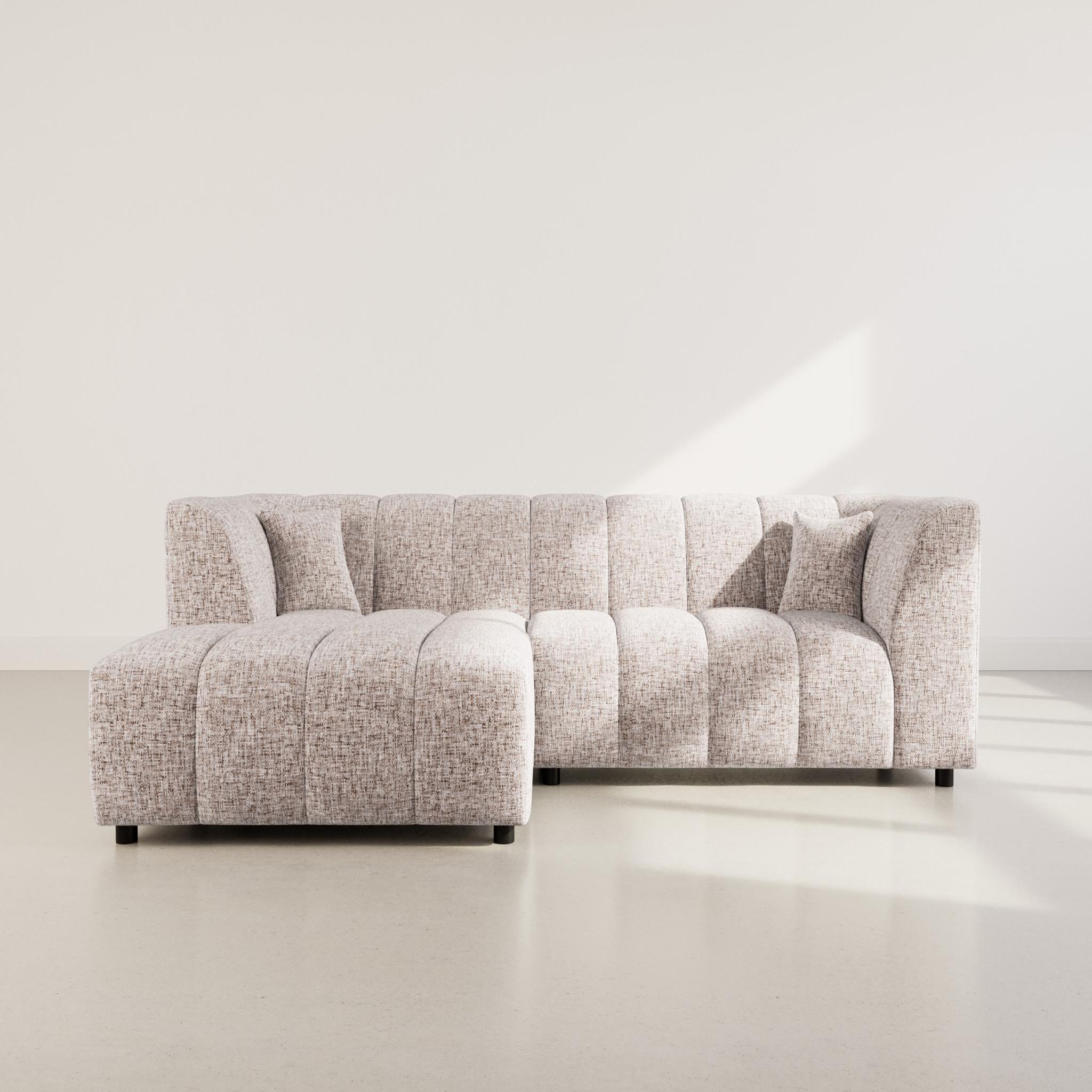 Voir la diapositive 2 : LISA DESIGN Curtis - canapé d'angle gauche 4 places avec accoudoir en tissu texturé