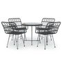 Voir la diapositive 2 : VIDAXL Ensemble a manger de jardin 5 pcs Noir Resine tressee