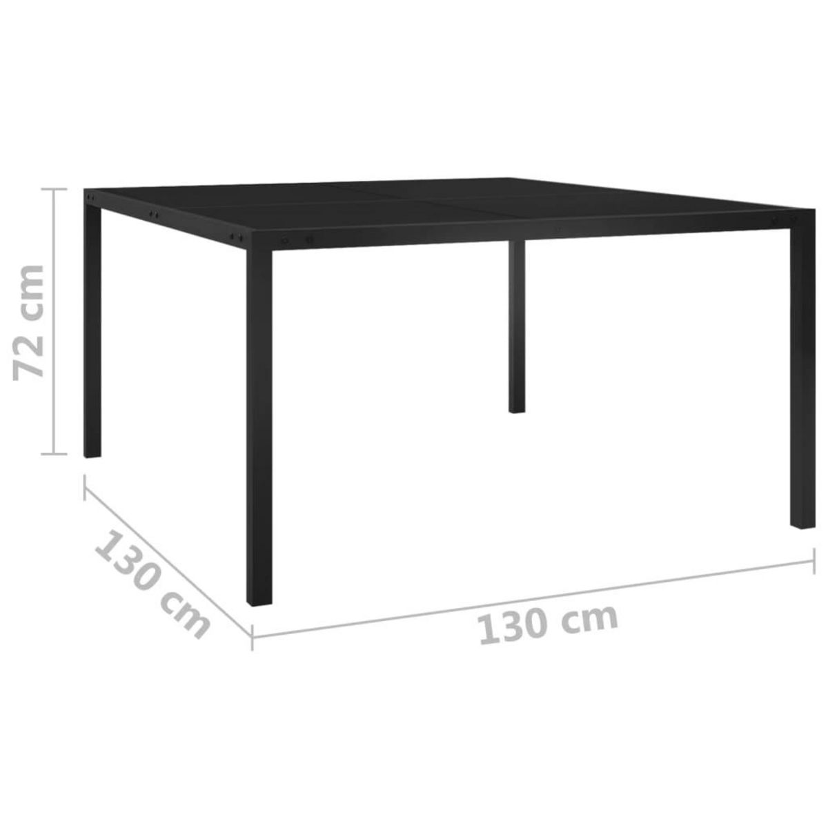 VIDAXL Table de jardin 130x130x72 cm Noir Acier et verre