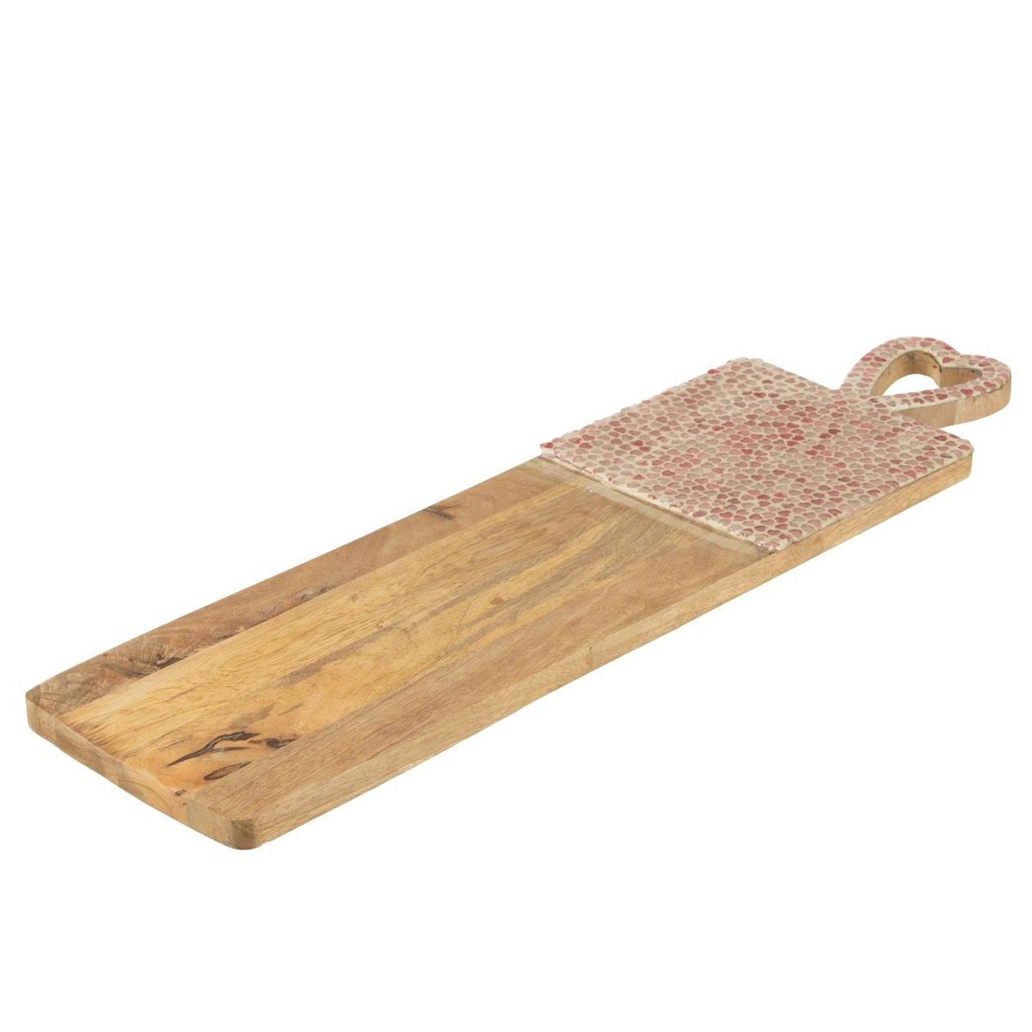 Voir la diapositive 3 : J-LINE Planche de Présentation Mosaïque Cœur en Bois  Freddy  74cm Rose