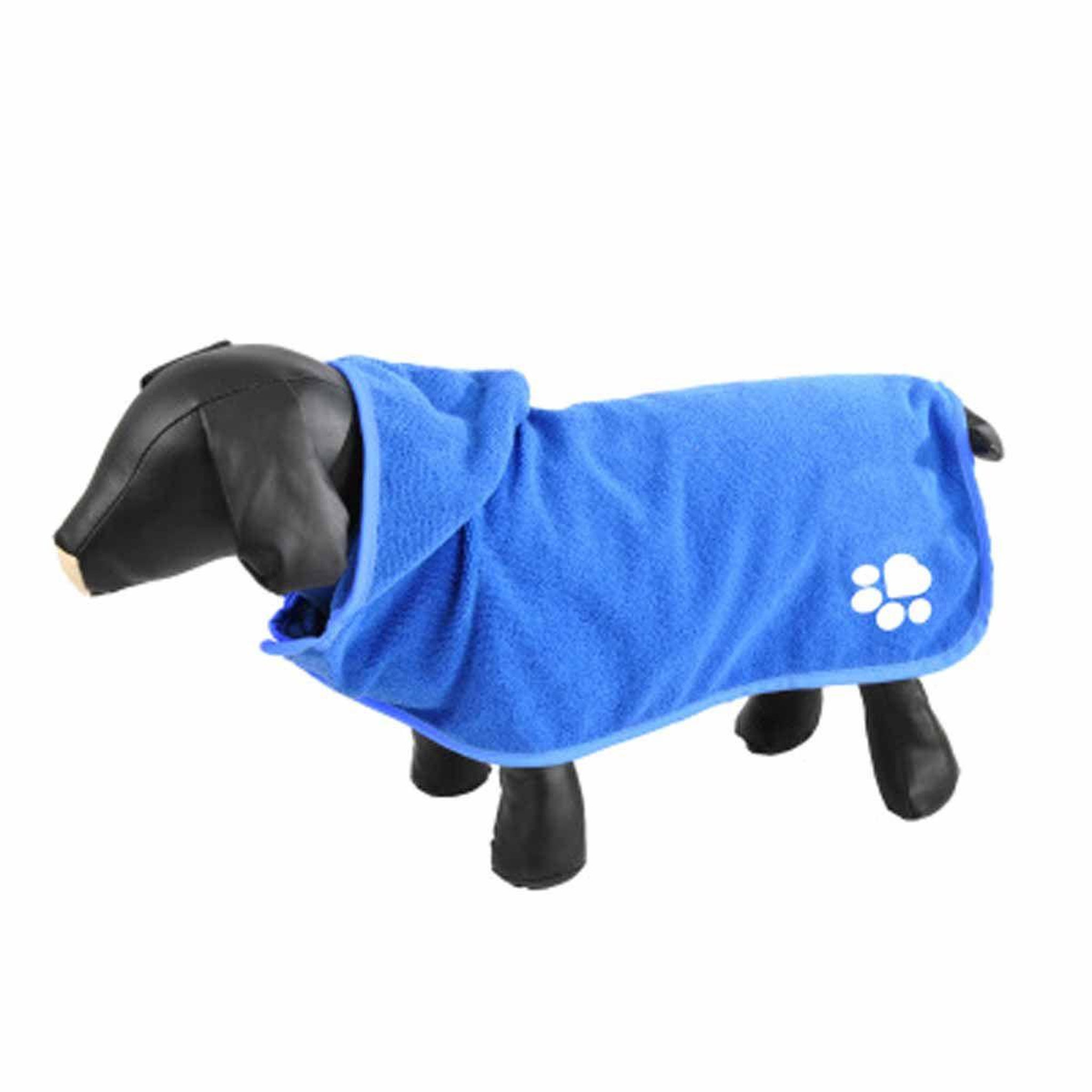 HOMEA Peignoir de bain pour chien  capuche  55cm bleu