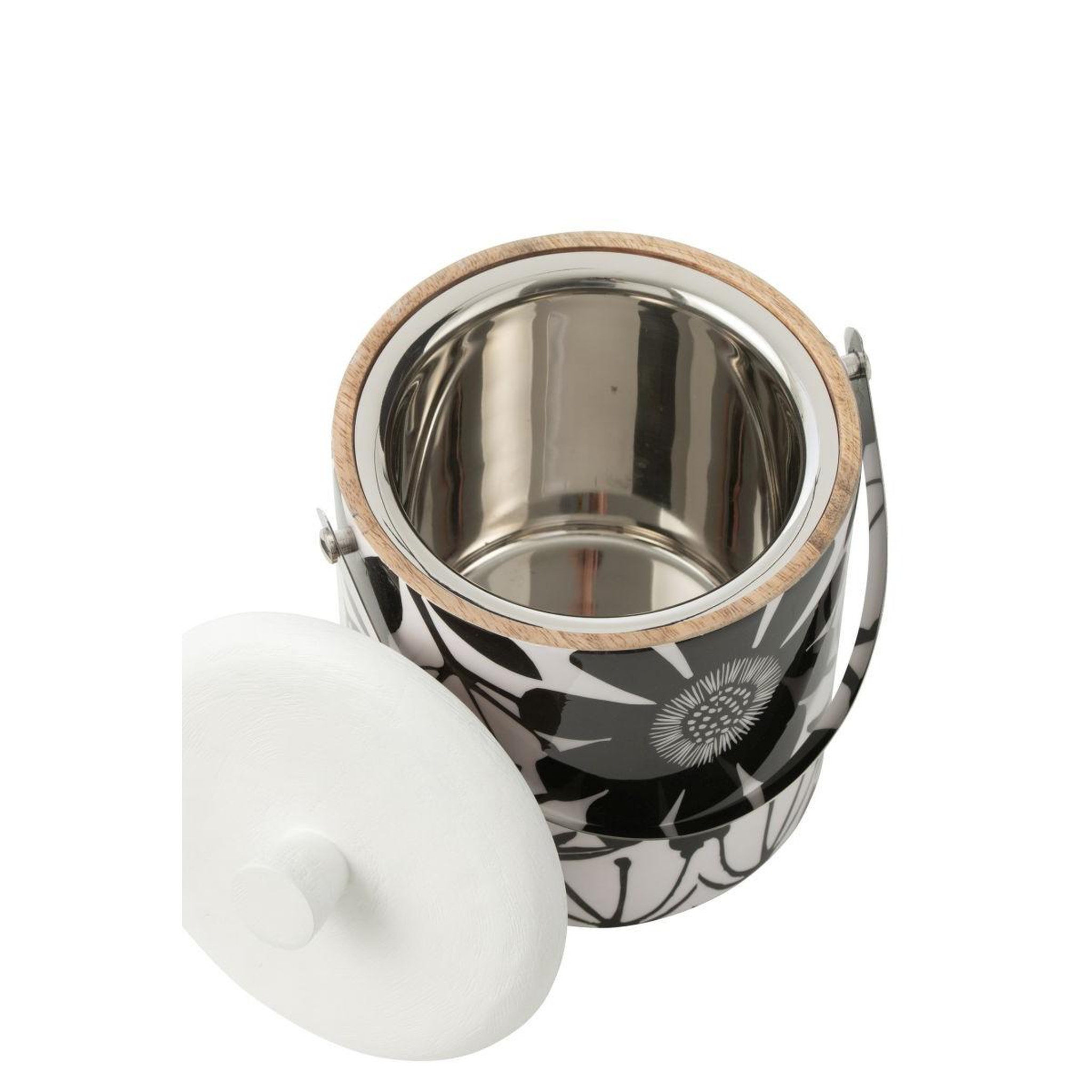Voir la diapositive 2 : J-LINE Seau à glace en bois  tod  40cm noir & blanc