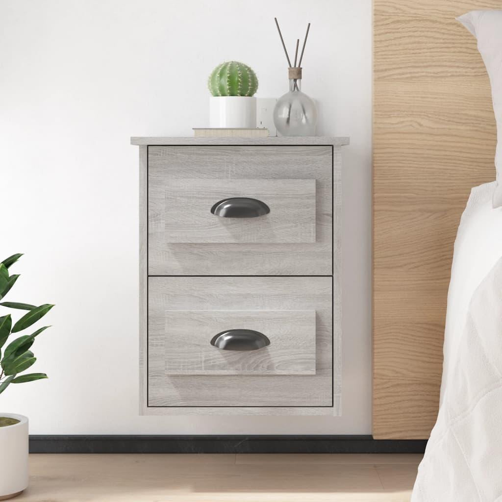 VIDAXL Table de chevet murale sonoma gris 41,5x36x53 cm