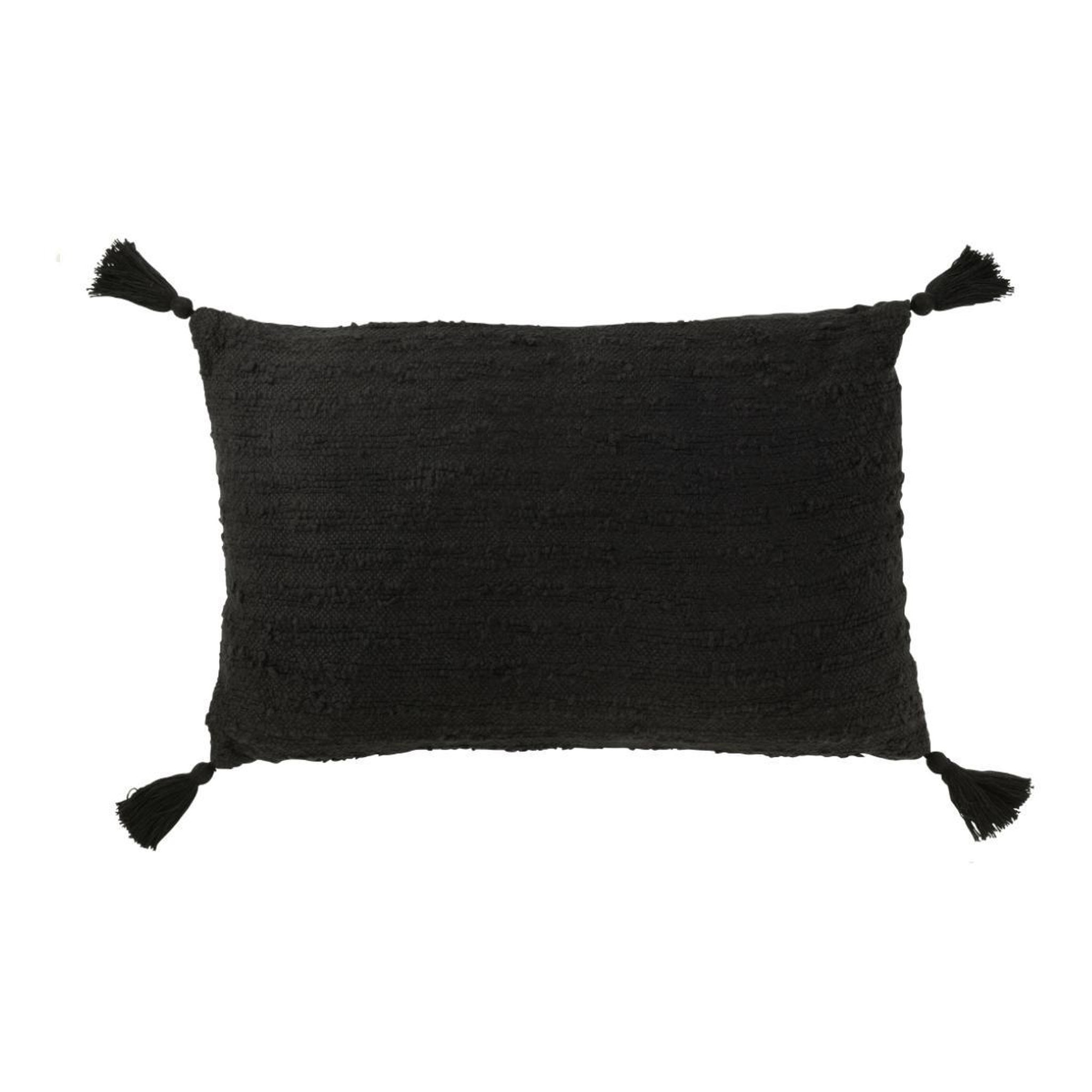 J-LINE Coussin déco à pompons  marea  40x60cm noir