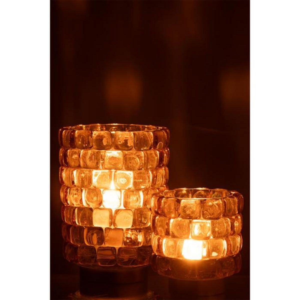 Paris Prix Photophore en Verre  Mosaïque  20cm Cognac