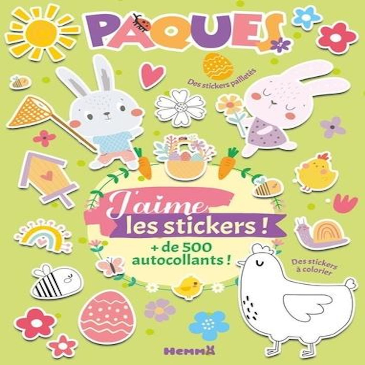 PAQUES. + DE 500 AUTOCOLLANTS ! DES STICKERS PAILLETES, DES STICKERS A COLORIER, Hemma