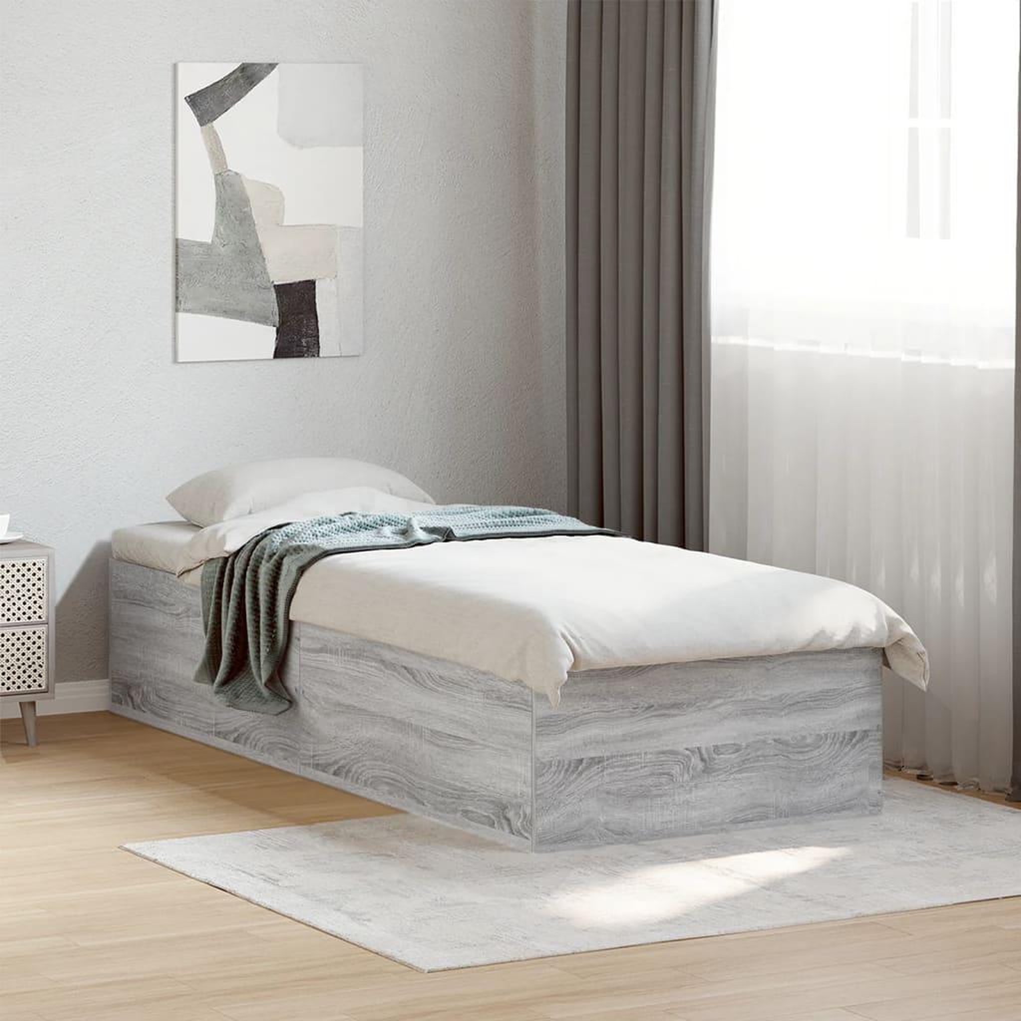 VIDAXL Cadre de lit sans matelas sonoma gris 100x200 cm