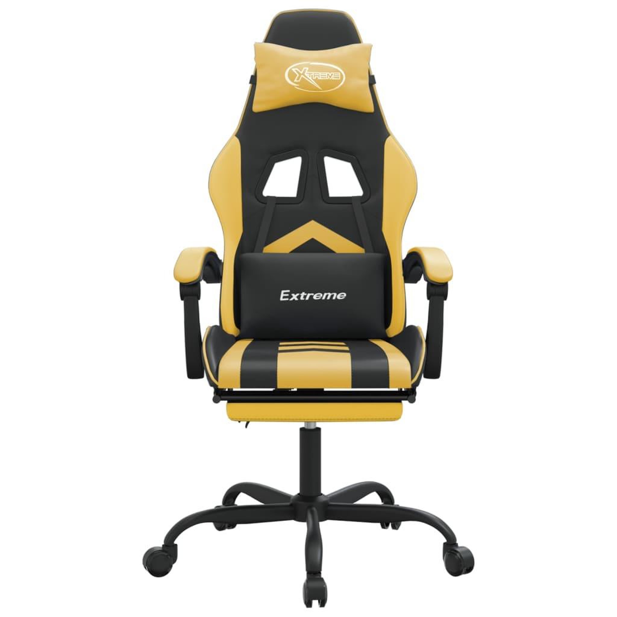 Voir la diapositive 3 : VIDAXL Chaise de jeu pivotante et repose-pied Noir et dore Similicuir