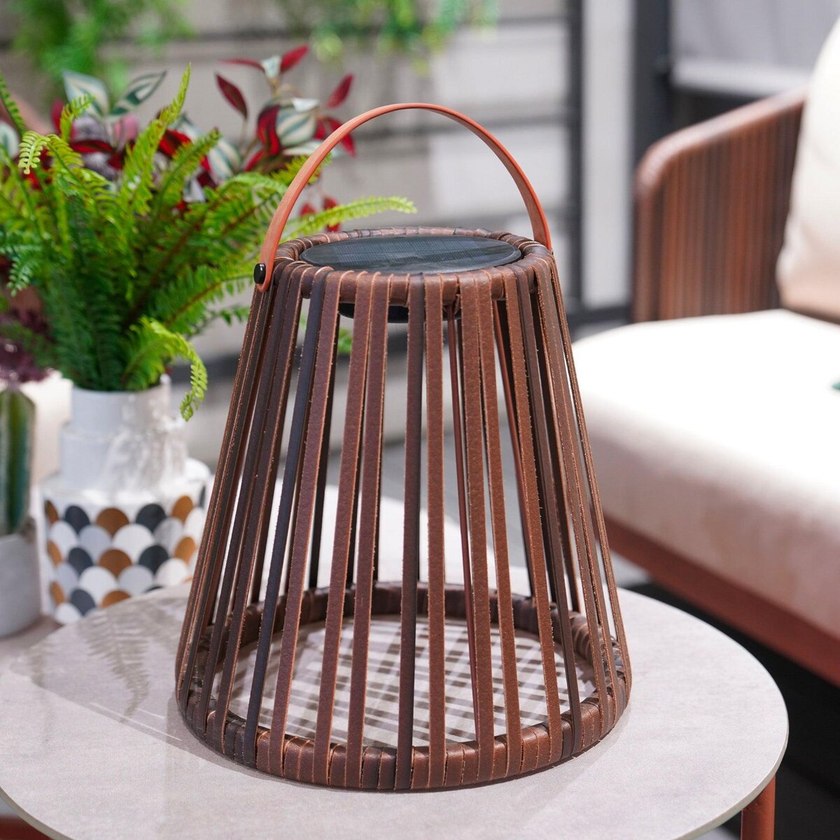 Lumisky Lanterne solaire décorative EVANIA Marron Poly rotin H28cm