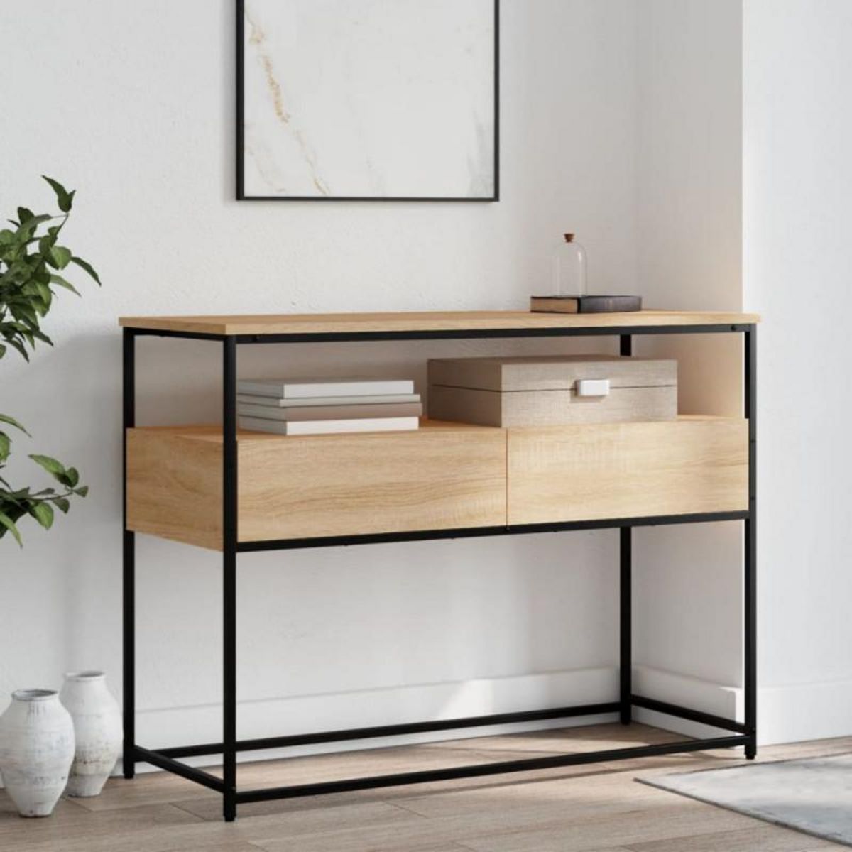 VIDAXL Table console chêne sonoma 100x40x75 cm bois d ingénierie