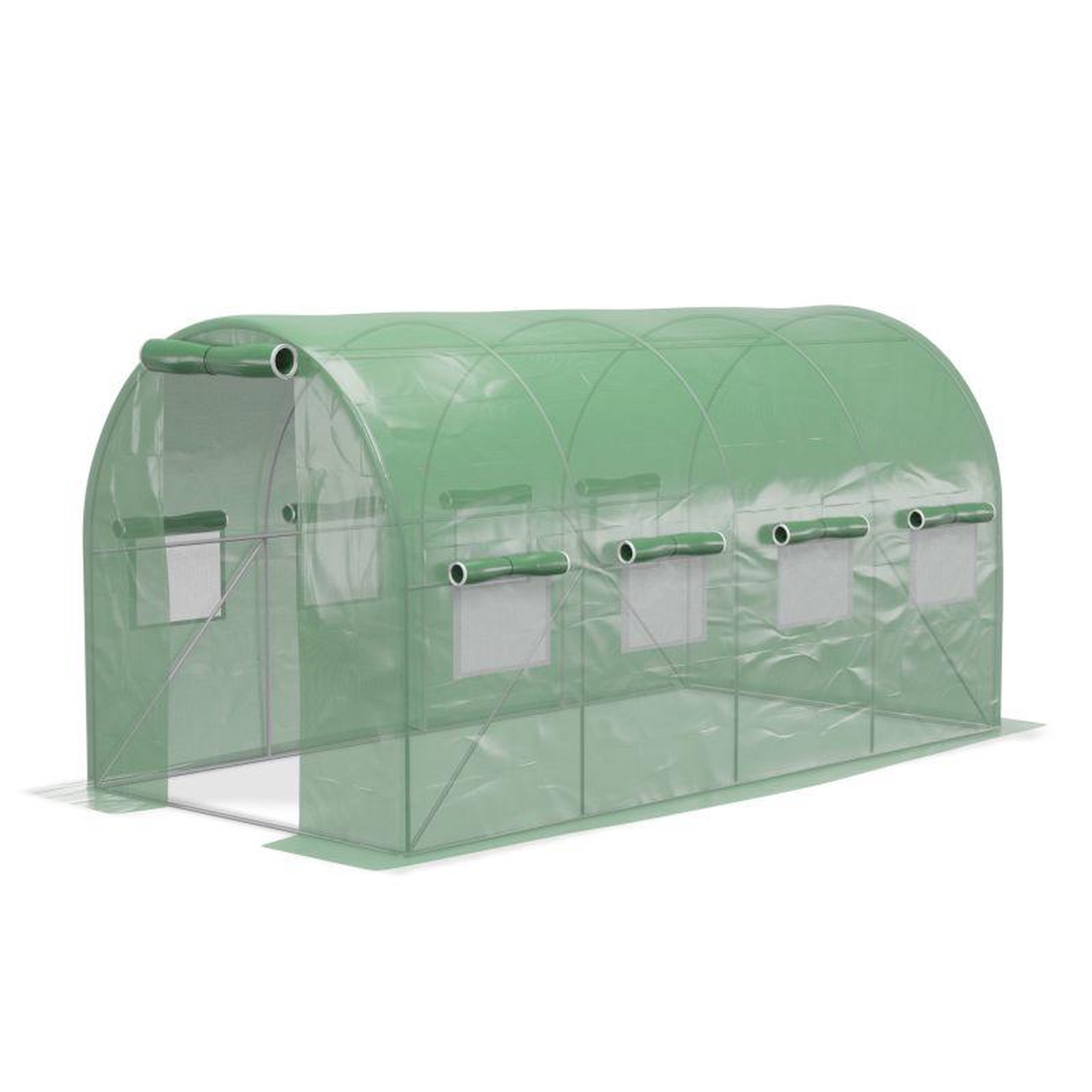 Voir la diapositive 5 : EUROSPEN Serre de Jardin Tunnel 8m² - bâche armée - avec fenêtres latérales et porte zipée