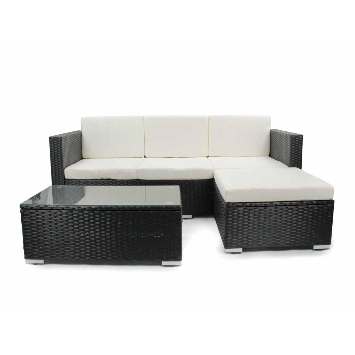 JARDIDECO Salon de jardin en résine tressée Camiri 4 places Noir - Jardideco