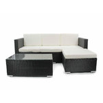 JARDIDECO Salon de jardin en résine tressée Camiri 4 places Noir - Jardideco