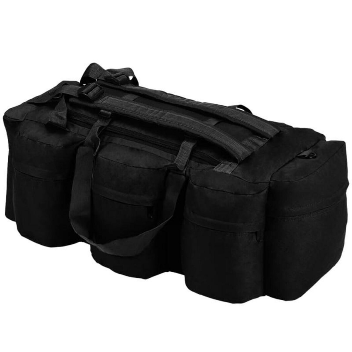 VIDAXL Sac de sport en style militaire 3 en 1 90 L Noir