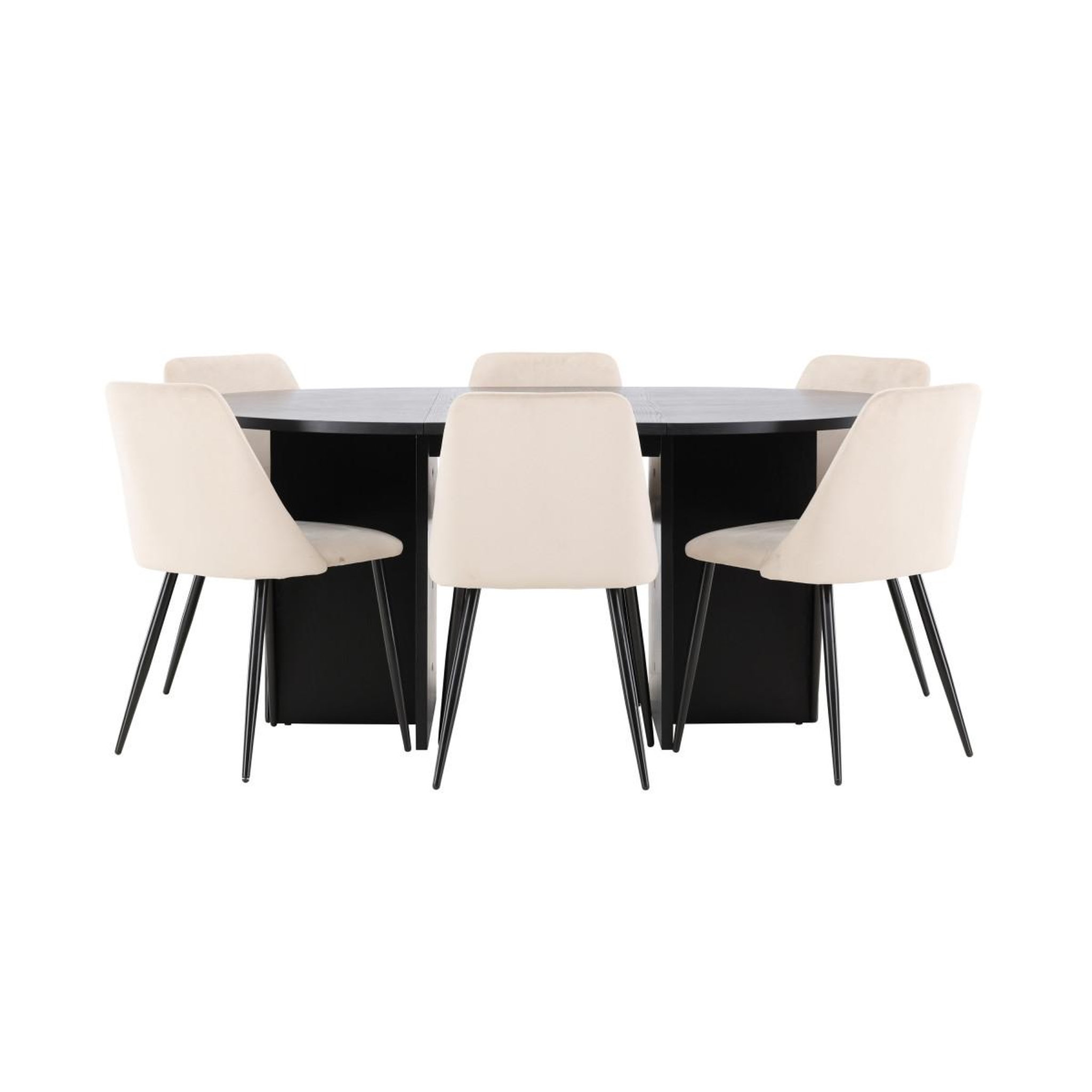 Voir la diapositive 2 : Paris Prix Ensemble table à manger extensible & 6 chaises  strada & night  170cm noir & beige
