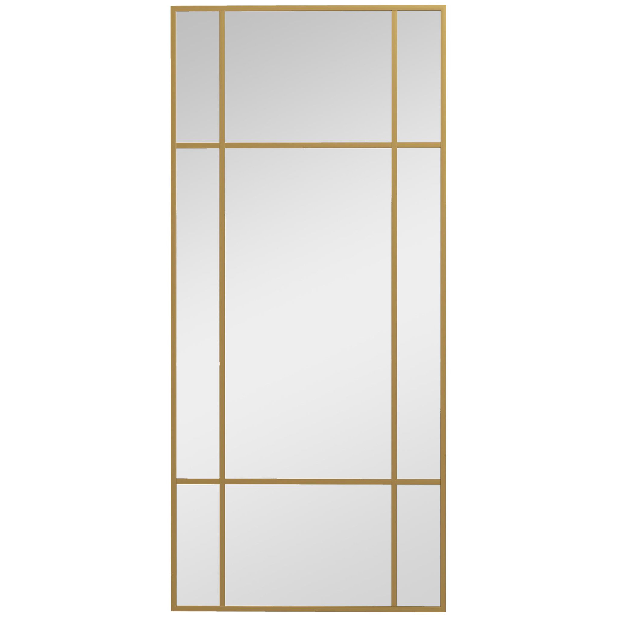HOMCOM Miroir mural verrière rectangulaire - installation horizontal ou vertical - 4 crochets - dim. 110L x 50H cm - métal doré