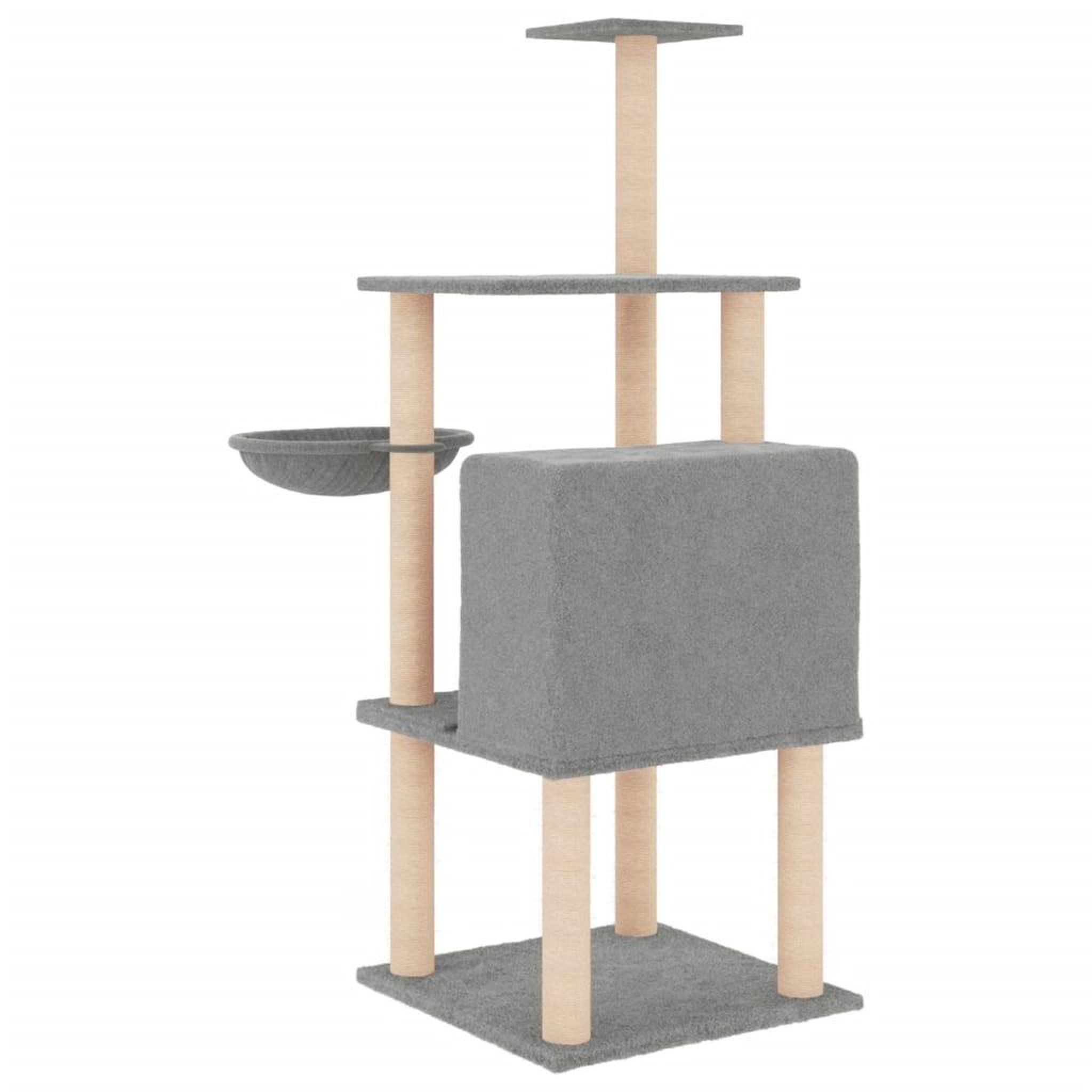 Voir la diapositive 5 : VIDAXL Arbre a chat avec griffoirs en sisal gris clair 132 cm