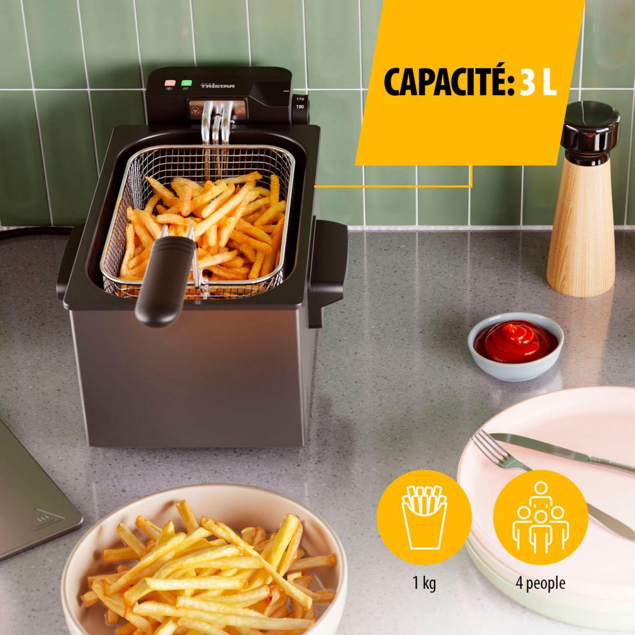 Voir la diapositive 4 : TRISTAR Friteuse semi-professionnelle 3l revetement acier inox