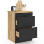 Voir la diapositive 1 : ID MARKET Meuble bas de cuisine 60 cm SUBTIL appoint casserolier 3 tiroirs bois et noir
