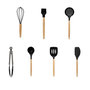 Voir la diapositive 4 : FIVE Lot de 7 ustensiles manche bois avec pot - Noir