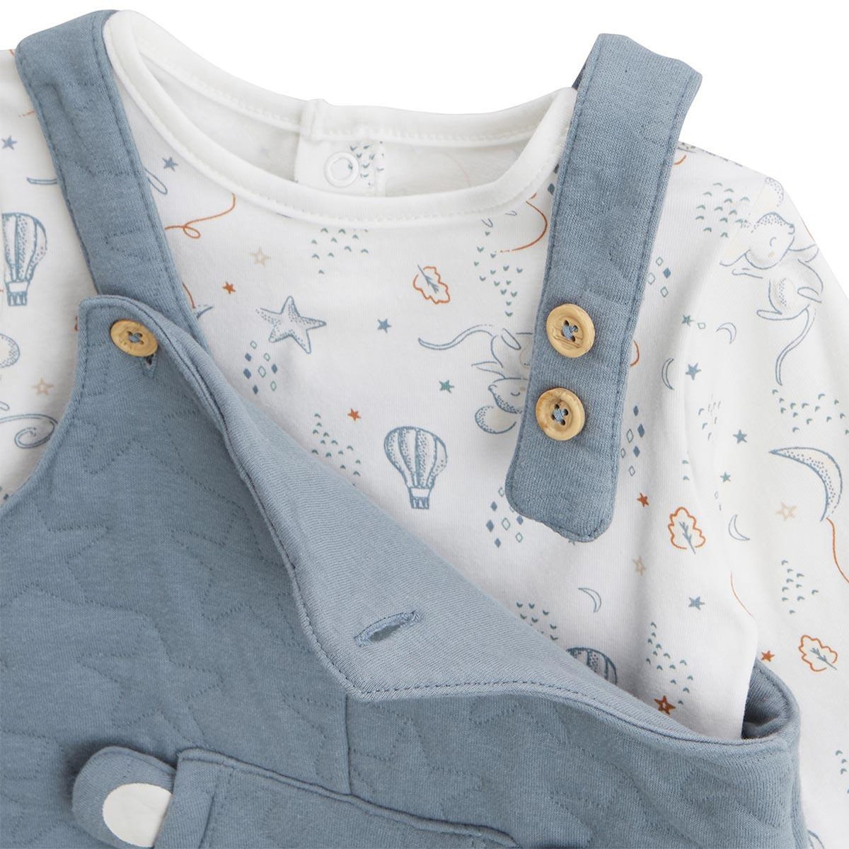Petit Béguin Ensemble salopette bébé en coton matelassé et t-shirt Rêverie