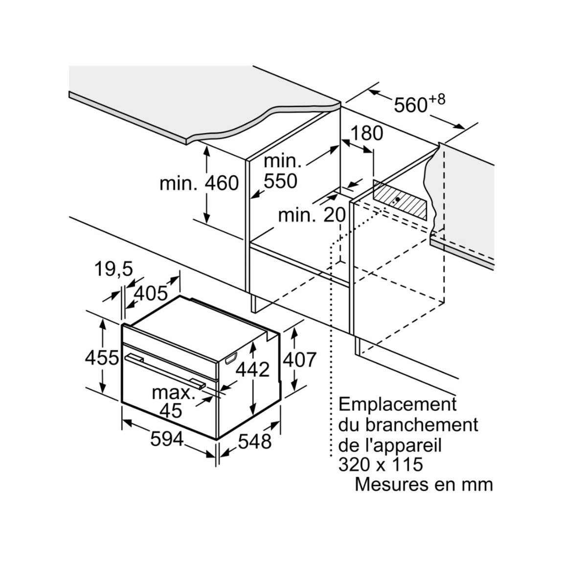 BOSCH Four combiné mo intégrable 45l noir - CMG7761B1