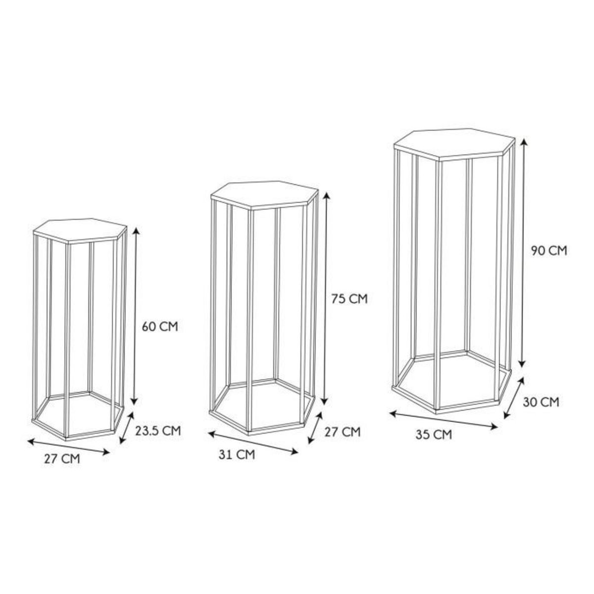 Paris Prix Lot de 3 Sellettes Gigognes  Métal  90cm Noir