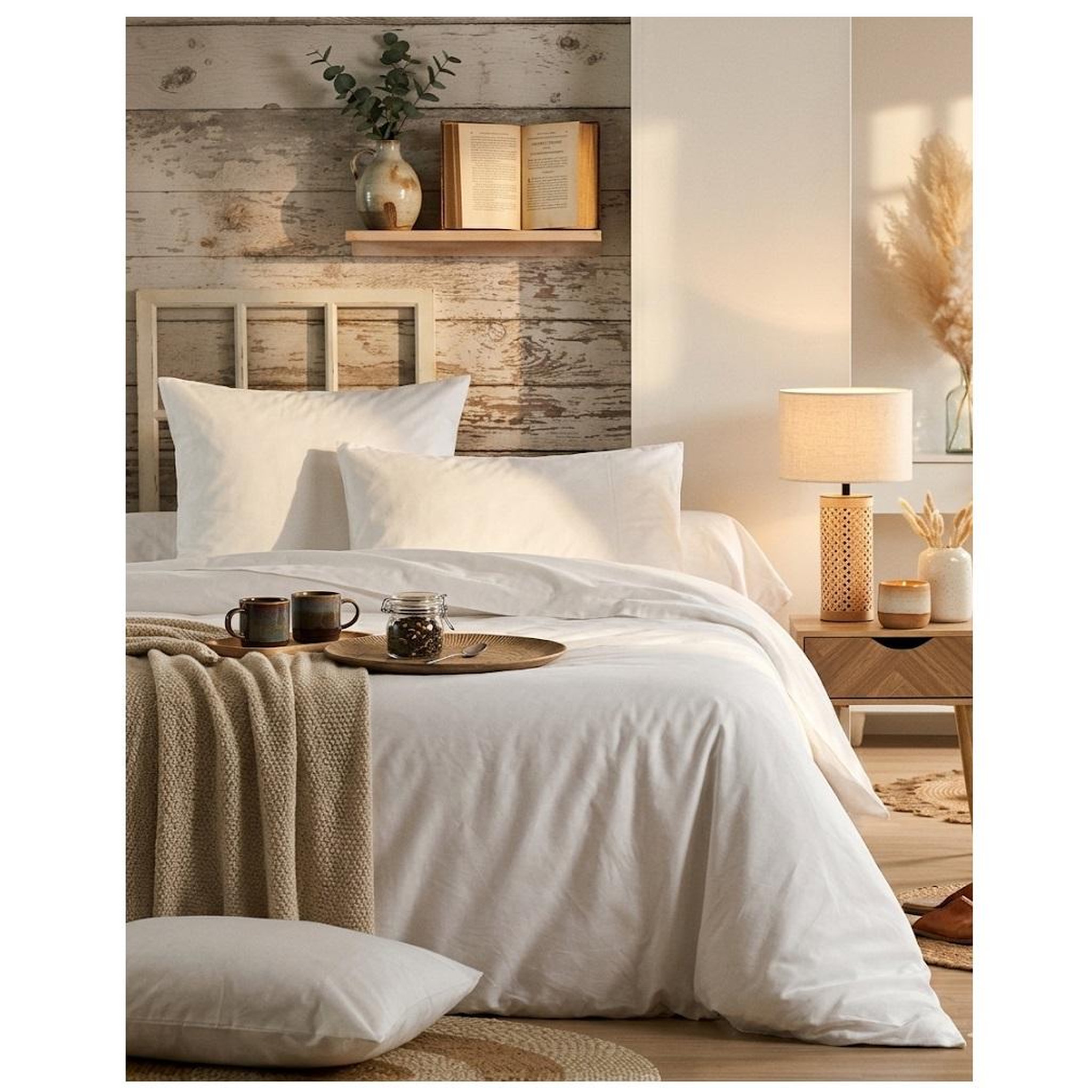 Voir la diapositive 2 : Eden Drap housse percale en coton nuage