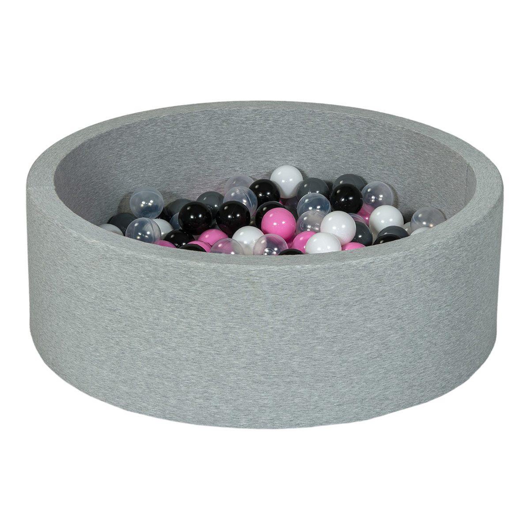 VELINDA Piscine à balles aire de jeu + 200 balles noir, blanc, transparent, rose clair, gris