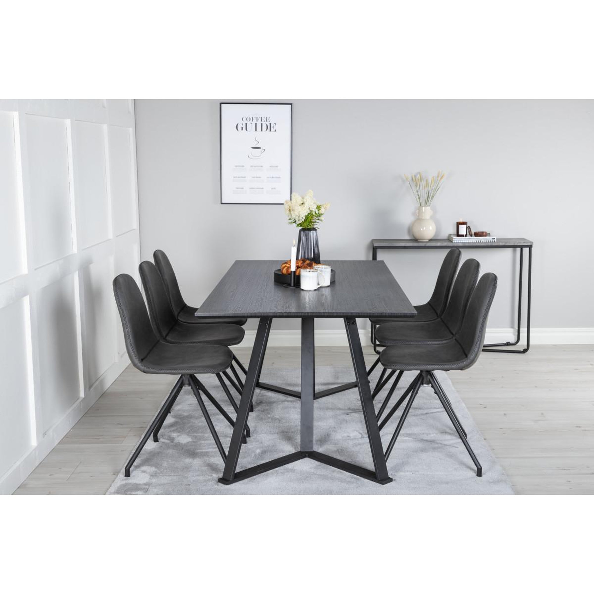 Voir la diapositive 6 : Paris Prix Ensemble table à manger & 6 chaises design  marina & polar  180cm noir