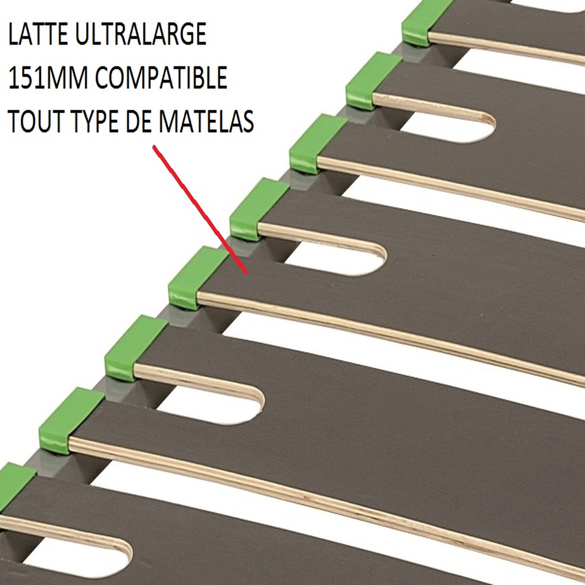 Voir la diapositive 2 : SEDAC  Cadre à lattes Sensolatt lattes extralarges 151 mm. Taille 160x200 cm
