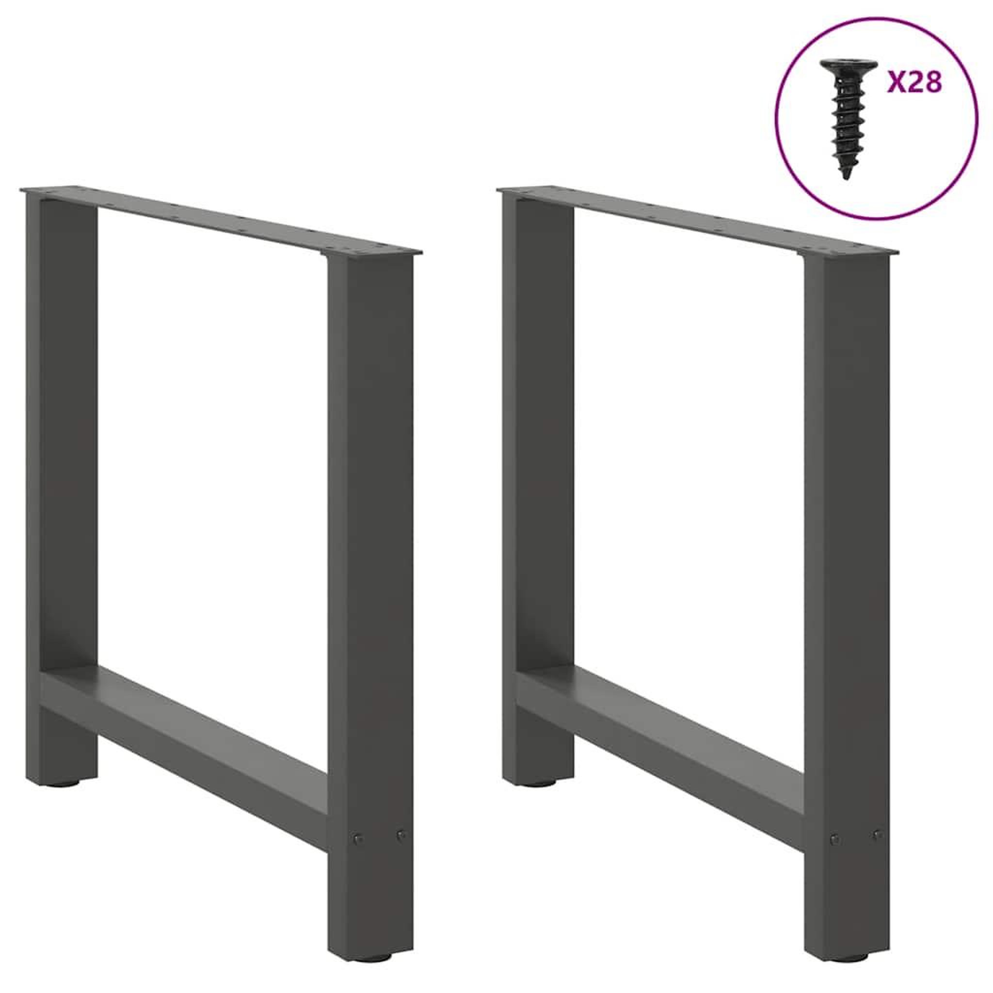 Voir la diapositive 3 : VIDAXL Pieds de table basse anthracite 2 pcs 80x(72-73) cm acier