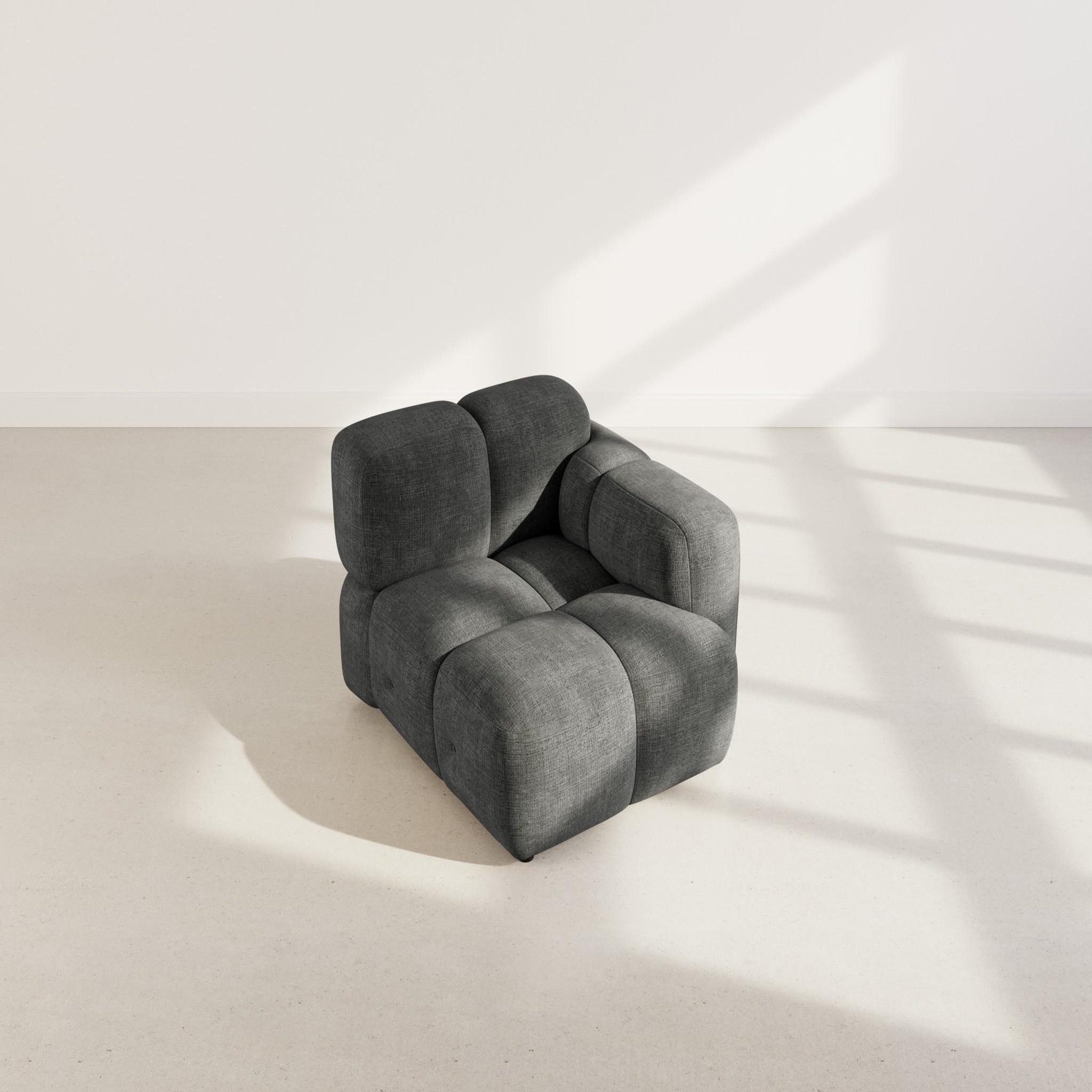 Voir la diapositive 2 : BEST MOBILIER Grace - module d'assise droit en velours texturé