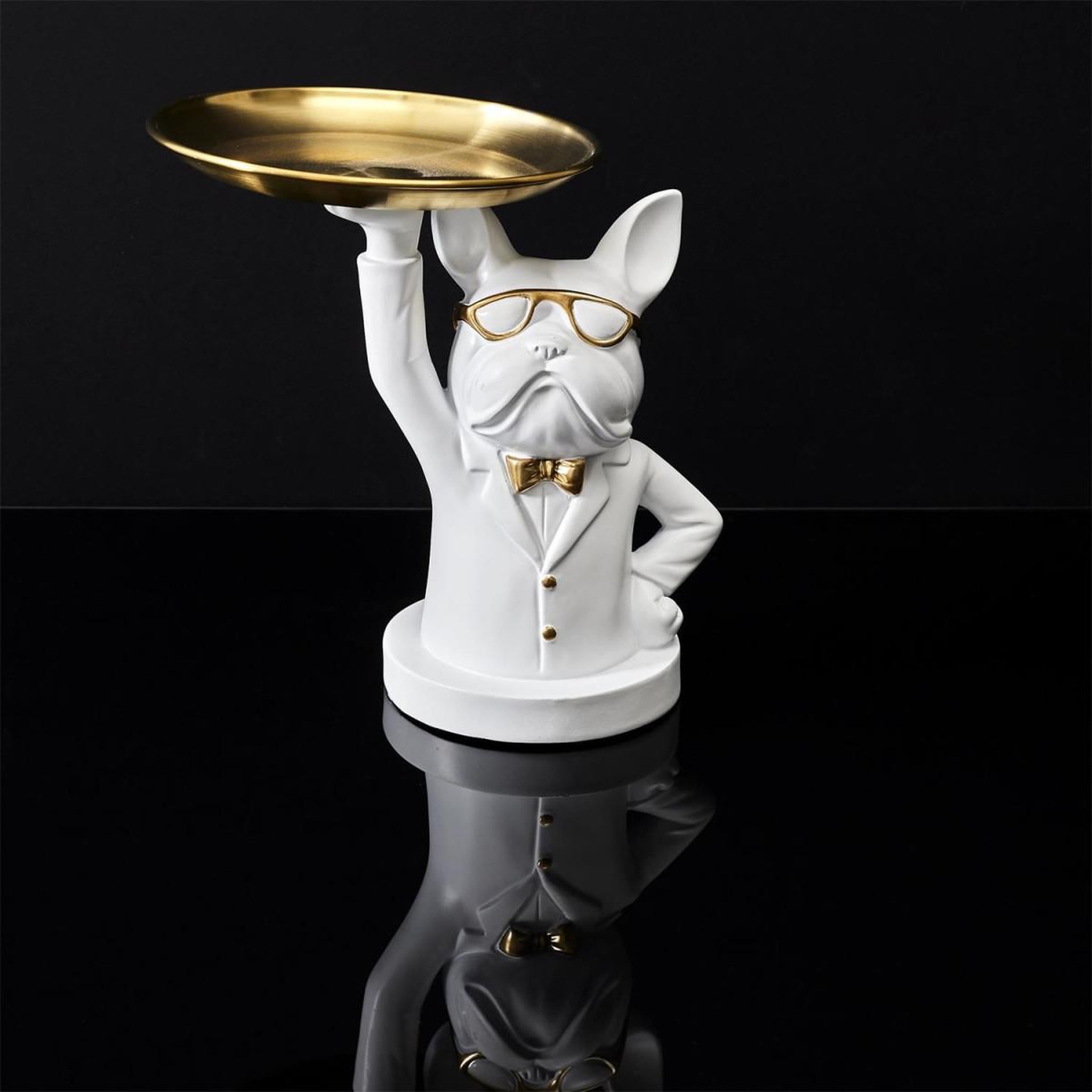Voir la diapositive 5 : The Home Deco Factory Statuette & vide-poche  bulldog ii  21cm blanc