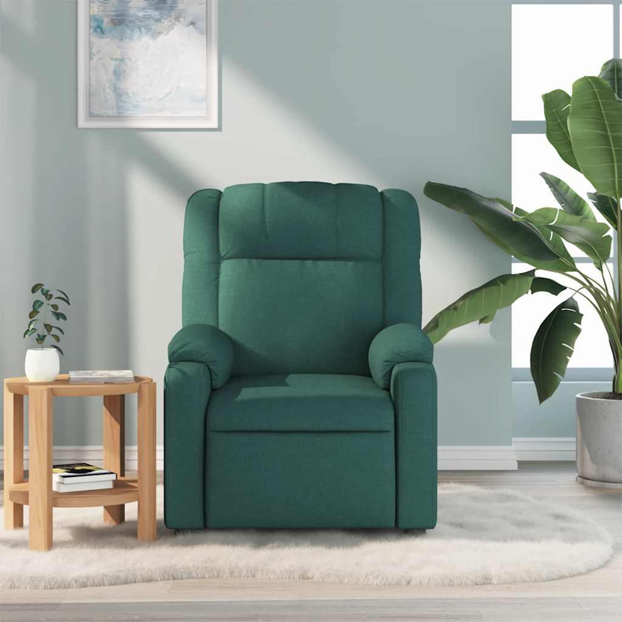 Voir la diapositive 3 : VIDAXL Fauteuil de massage inclinable Vert fonce Tissu