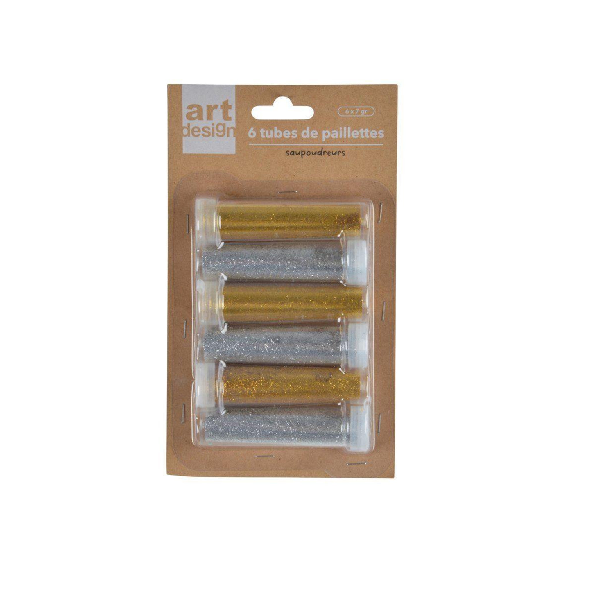 Voir la diapositive 4 : HOMEA Lot de 6 Tubes  Paillettes  10cm Or & Argent