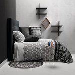 ATELIER DU COTON Parure housse de couette 100%coton 57fils pavage. Coloris disponibles : Noir