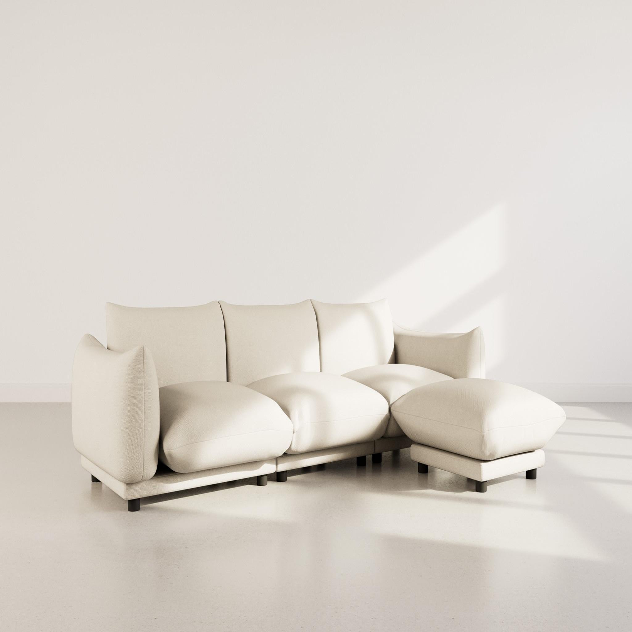 Voir la diapositive 3 : BEST MOBILIER Jeanne - canapé modulable d'angle réversible 4 places en velours texturé