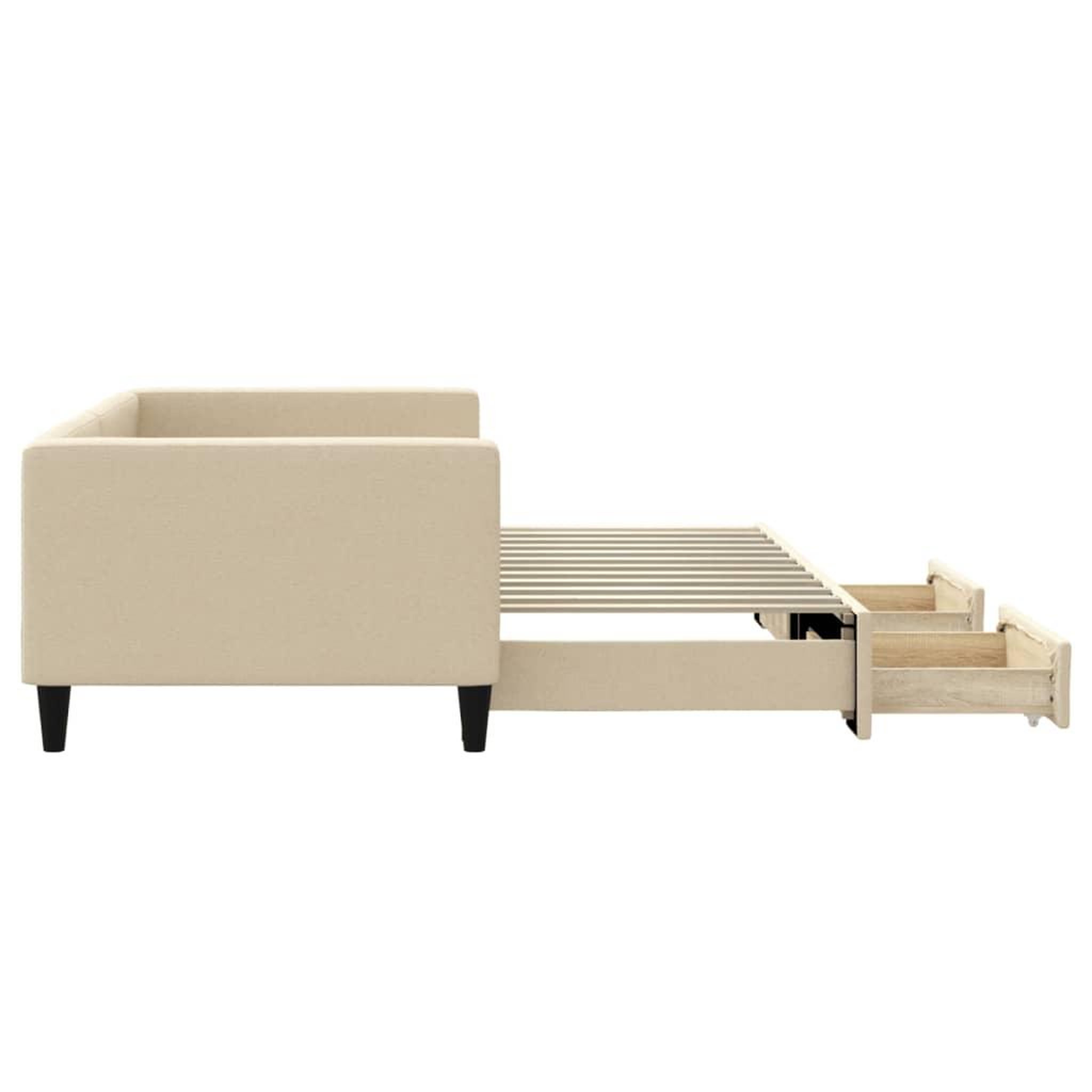Voir la diapositive 4 : VIDAXL Lit de jour avec gigogne et tiroirs sans matelas creme 90x200cm