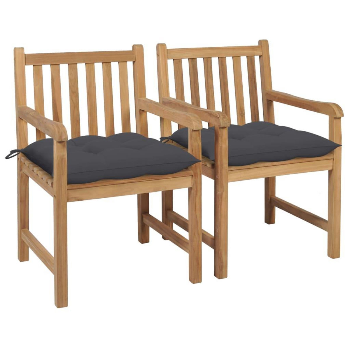 VIDAXL Chaises de jardin lot de 2 et coussins anthracite Bois de teck
