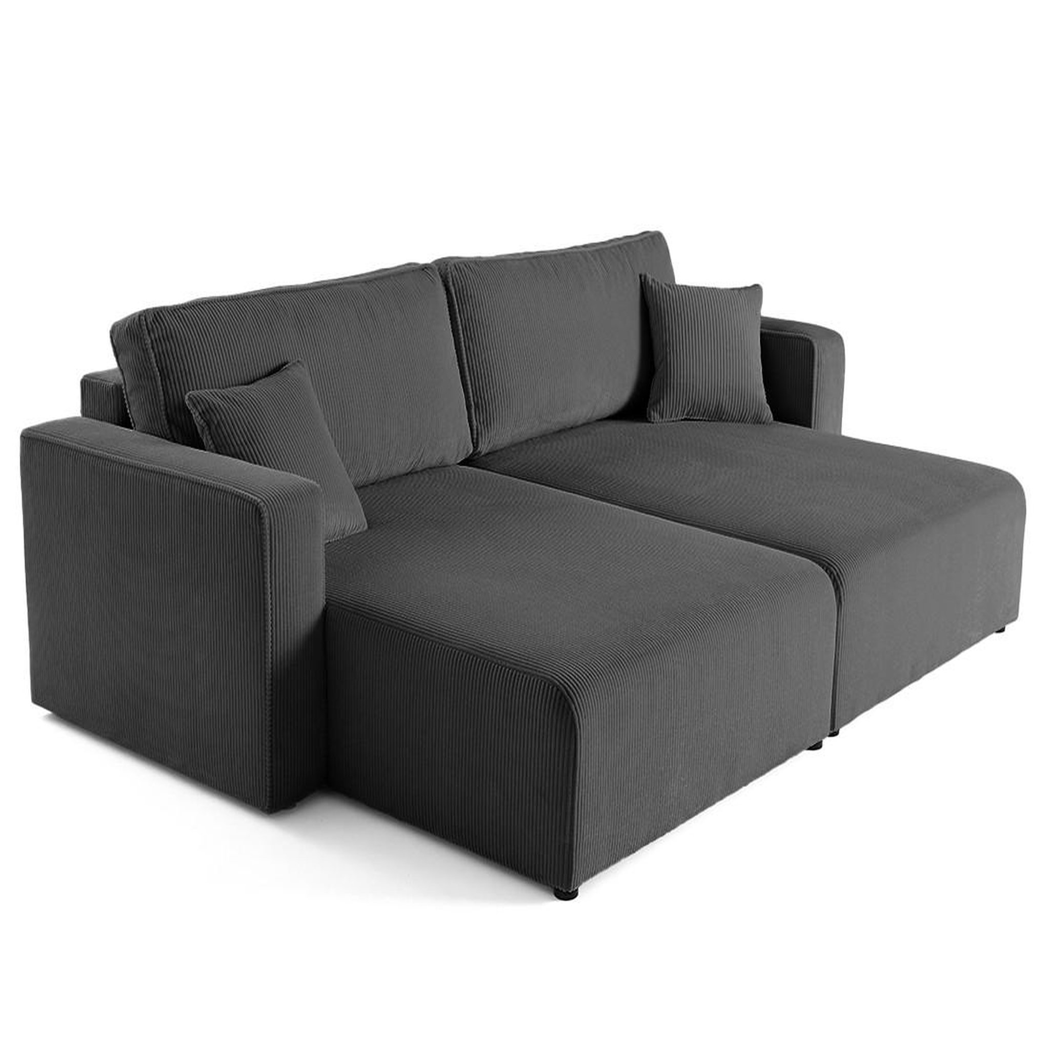 Voir la diapositive 6 : BEST MOBILIER Topaze - canapé droit 4 places avec double méridienne - assise profonde - en velours côtelé