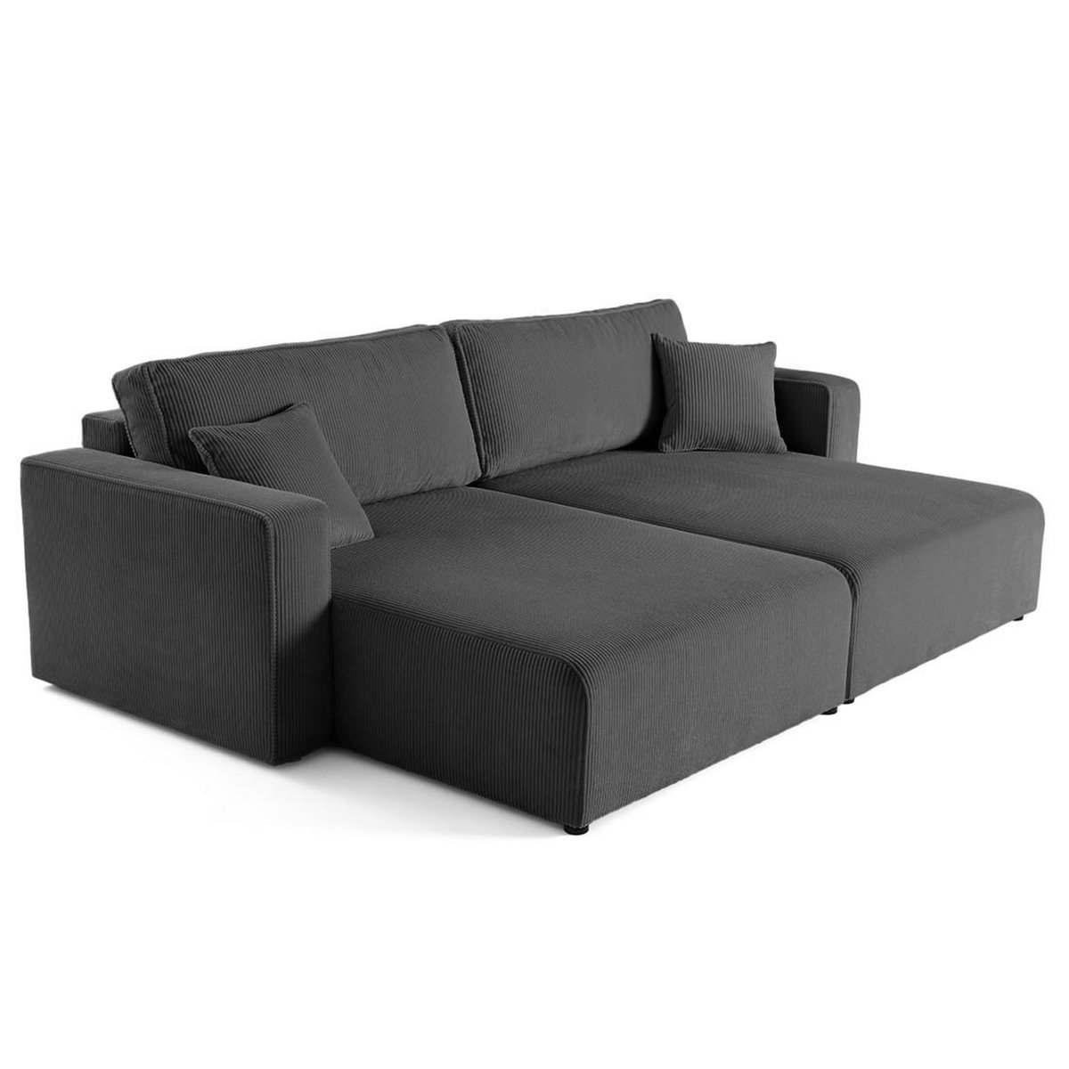 BEST MOBILIER Topaze - canapé droit 4 places avec double méridienne - assise profonde - en velours côtelé